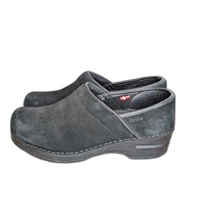 Sanita Nina Women's Clog Black Size 38, US 7, Suede Closed Back Comfort Nurse